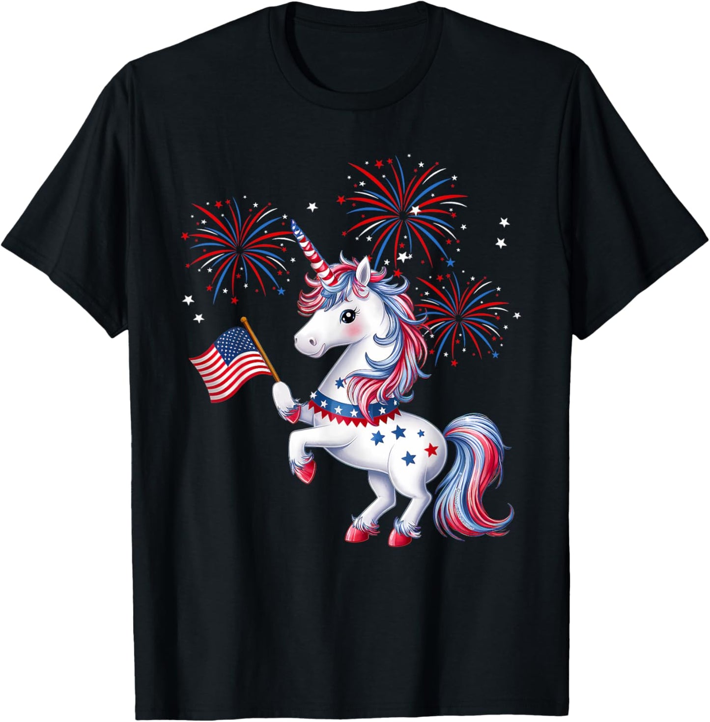 Cute Patriotic Americorn Unicorn Fireworks Girls 4Th Of July