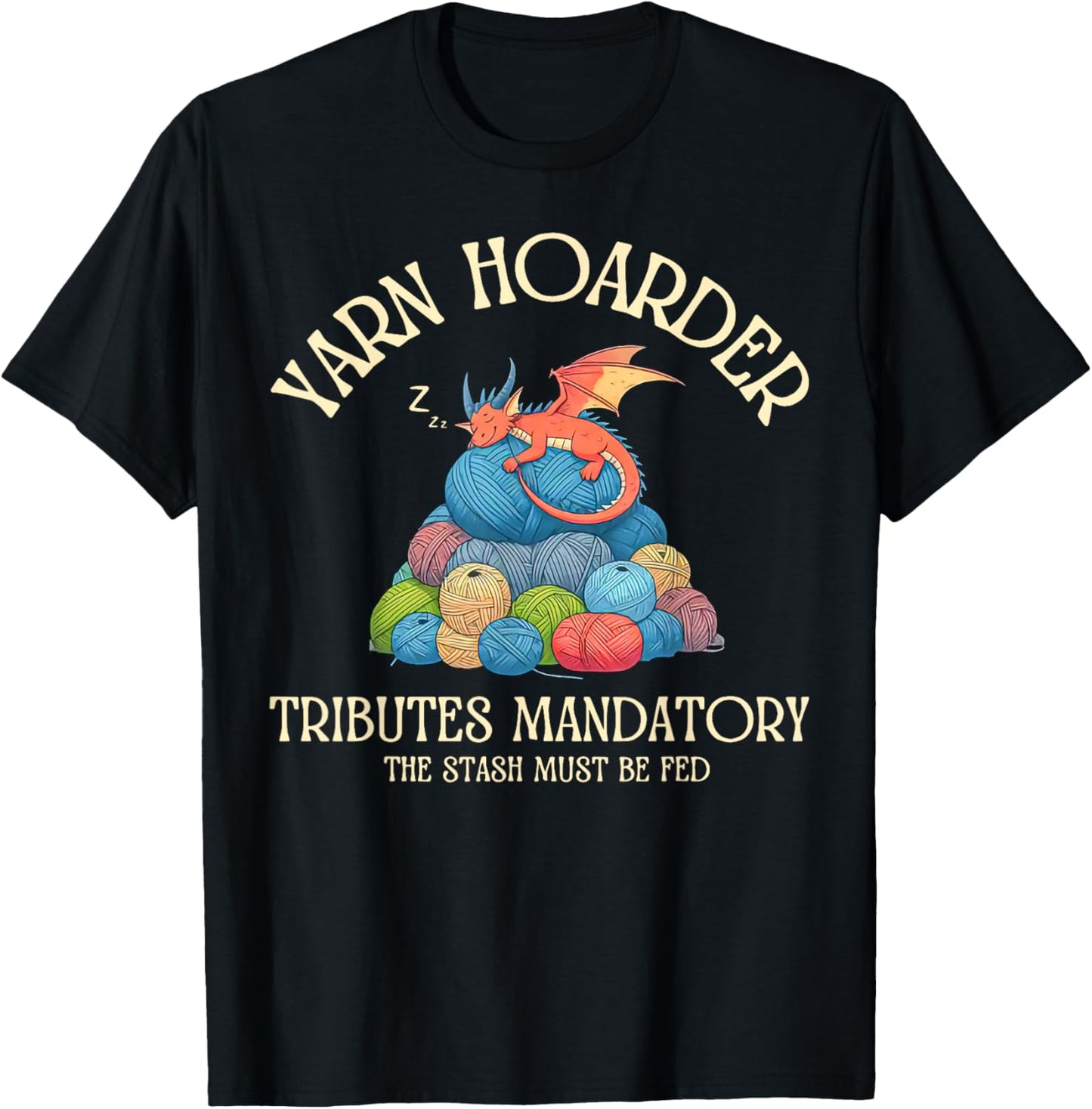 Retro Yarn Hoarder Dragon Colorful Eggs Crocheting Knitting