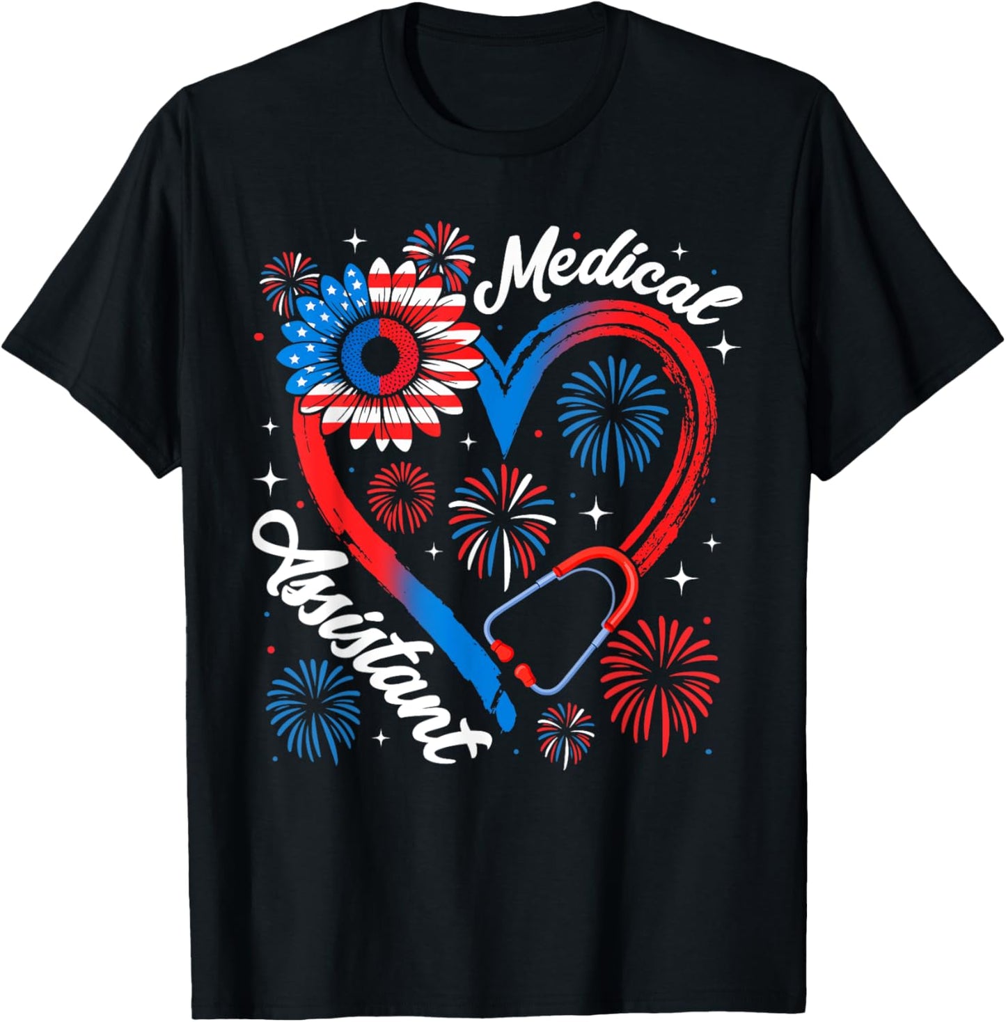 Medical Assistant Sunflower American Flag 4Th Of July