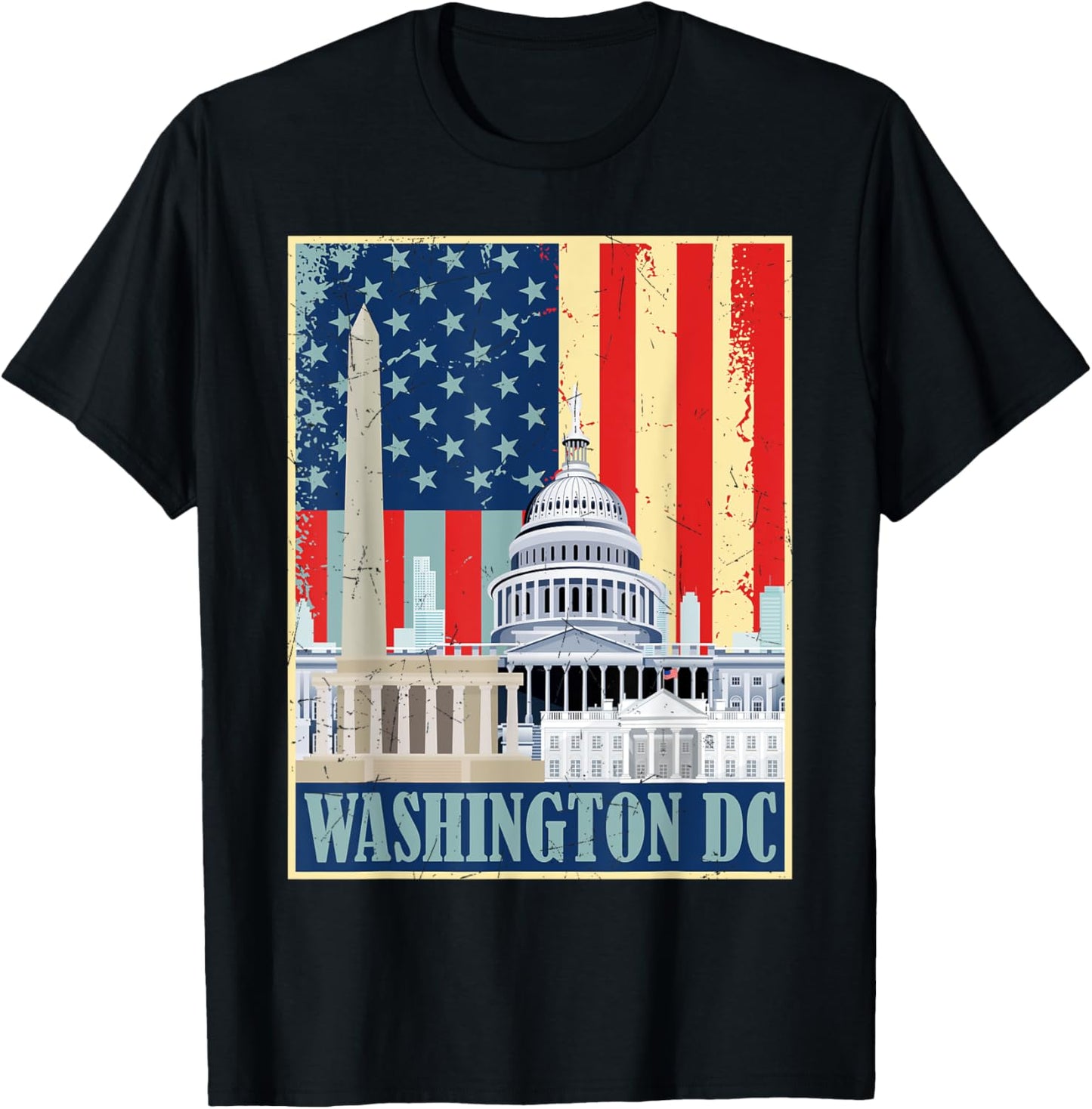 Retro Capitol Hill Washington Dc American Flag 4Th Of July