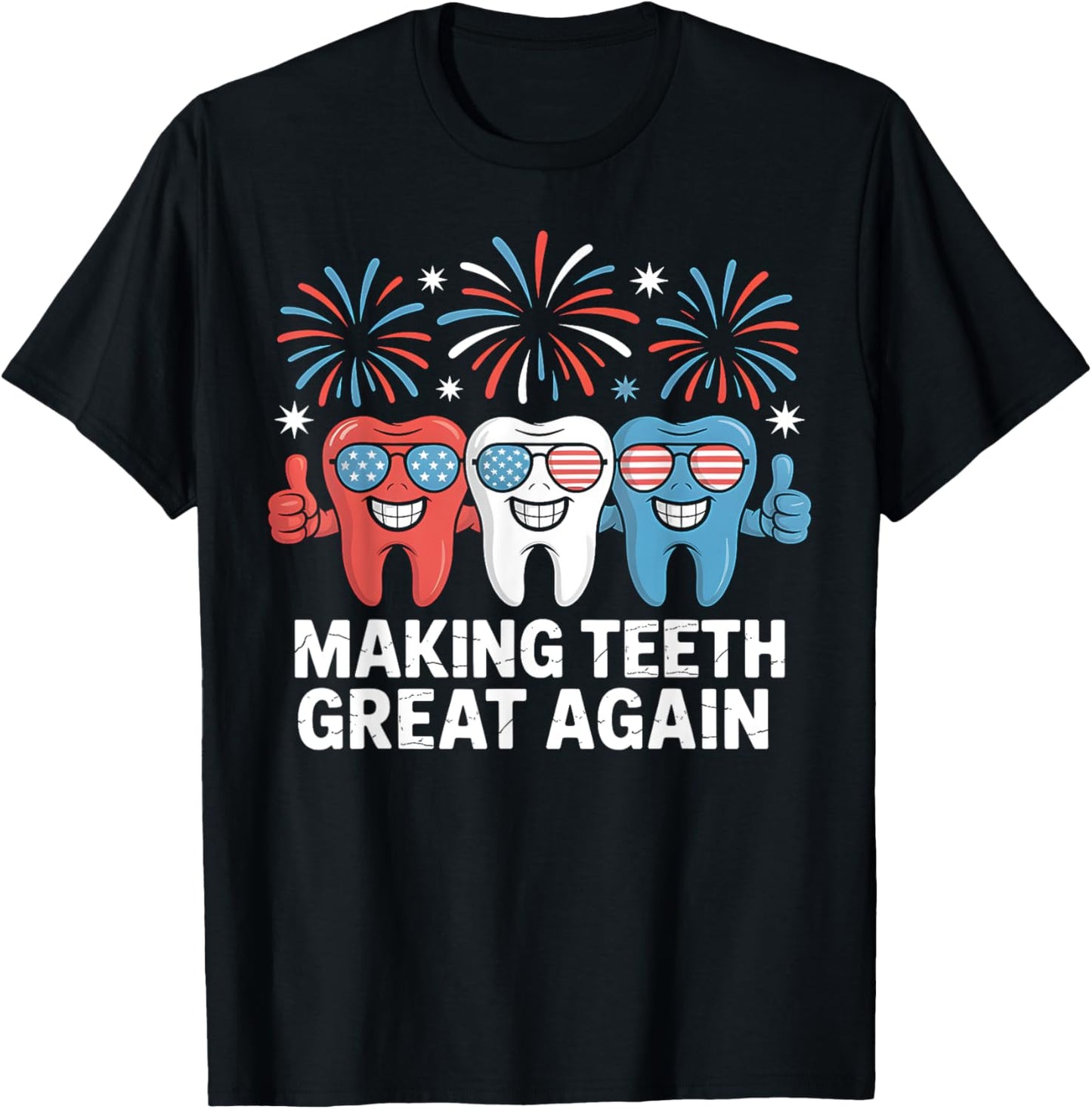 Funny Patriotic Teeth Red White Blue Usa Dental Design