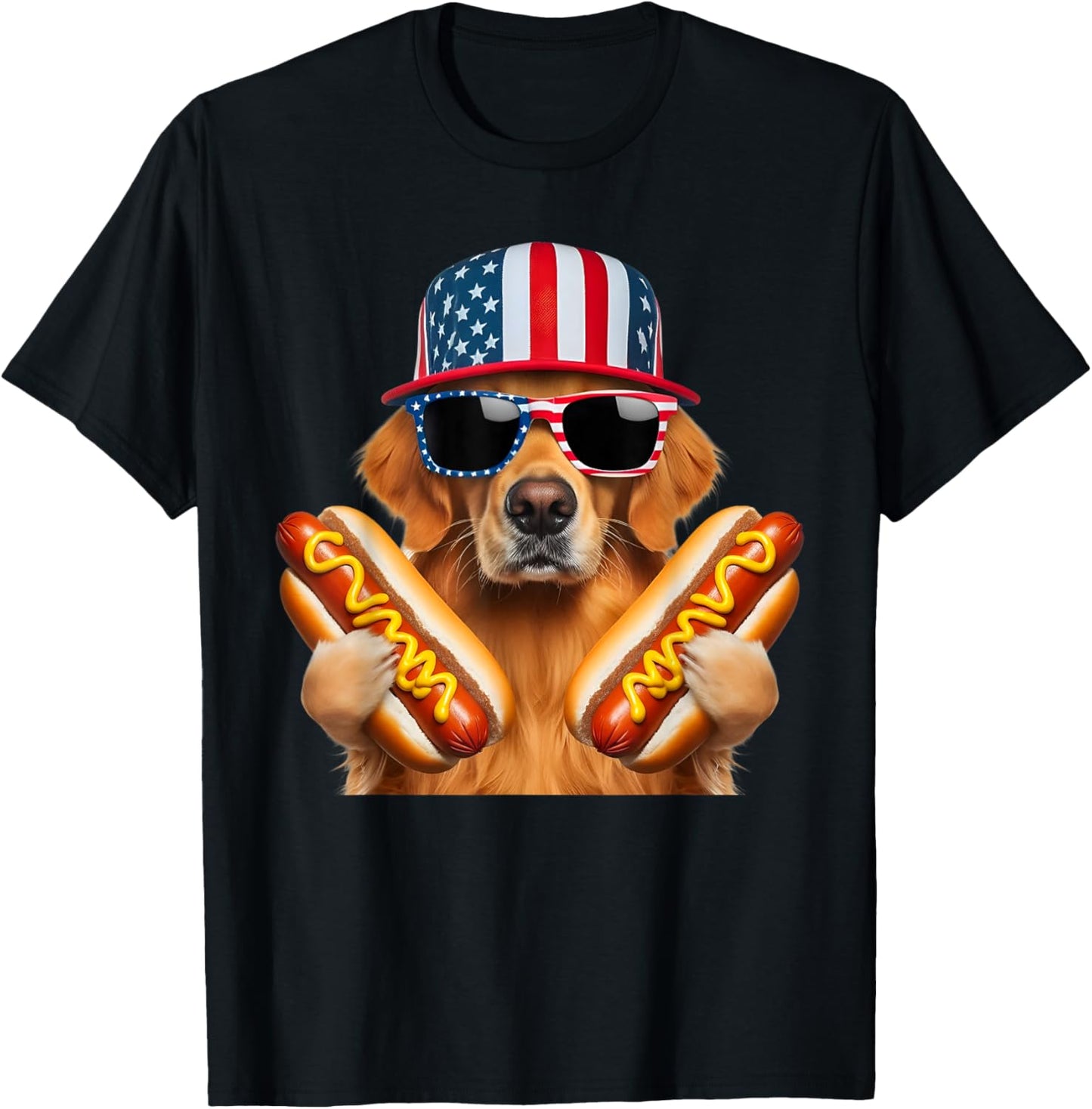 Golden Retriever Hotdog 4Th Of July American Flag Patriotic