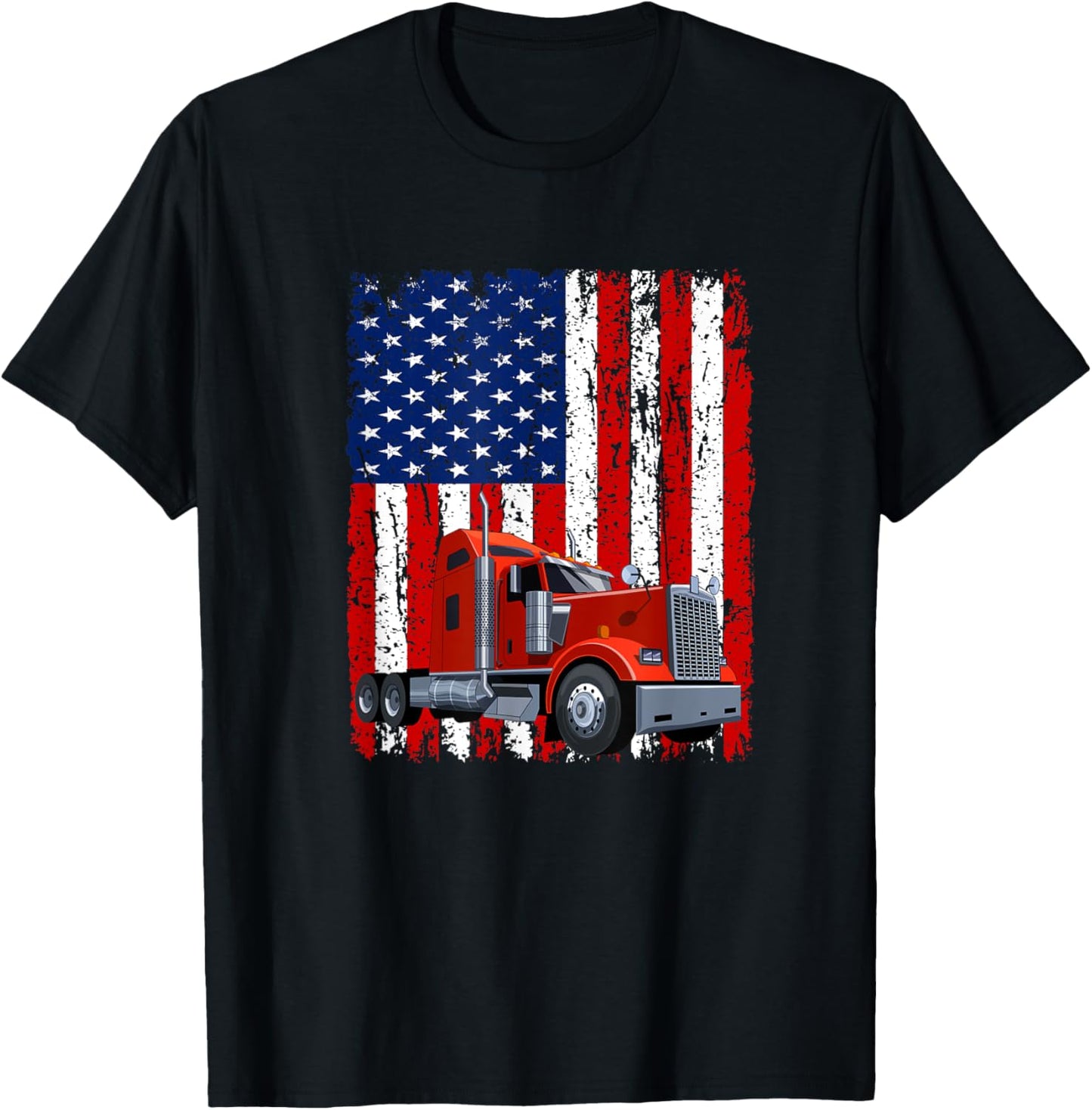 Semi Truck Usa Flag 4Th Of July Patriotic Boy Kid Toddler