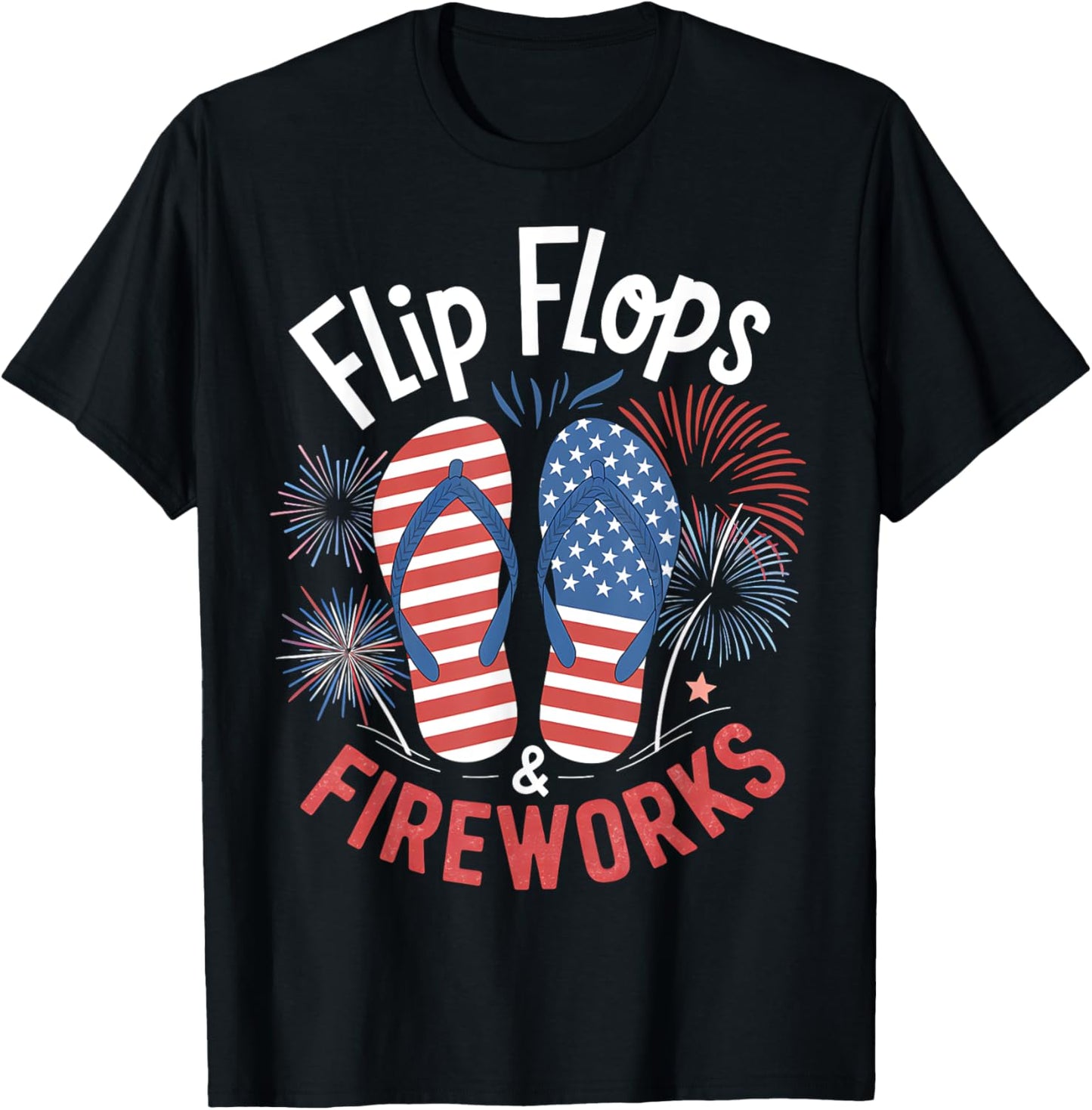 Flip Flops And Fireworks 4Th Of July Usa Flag Patriotic