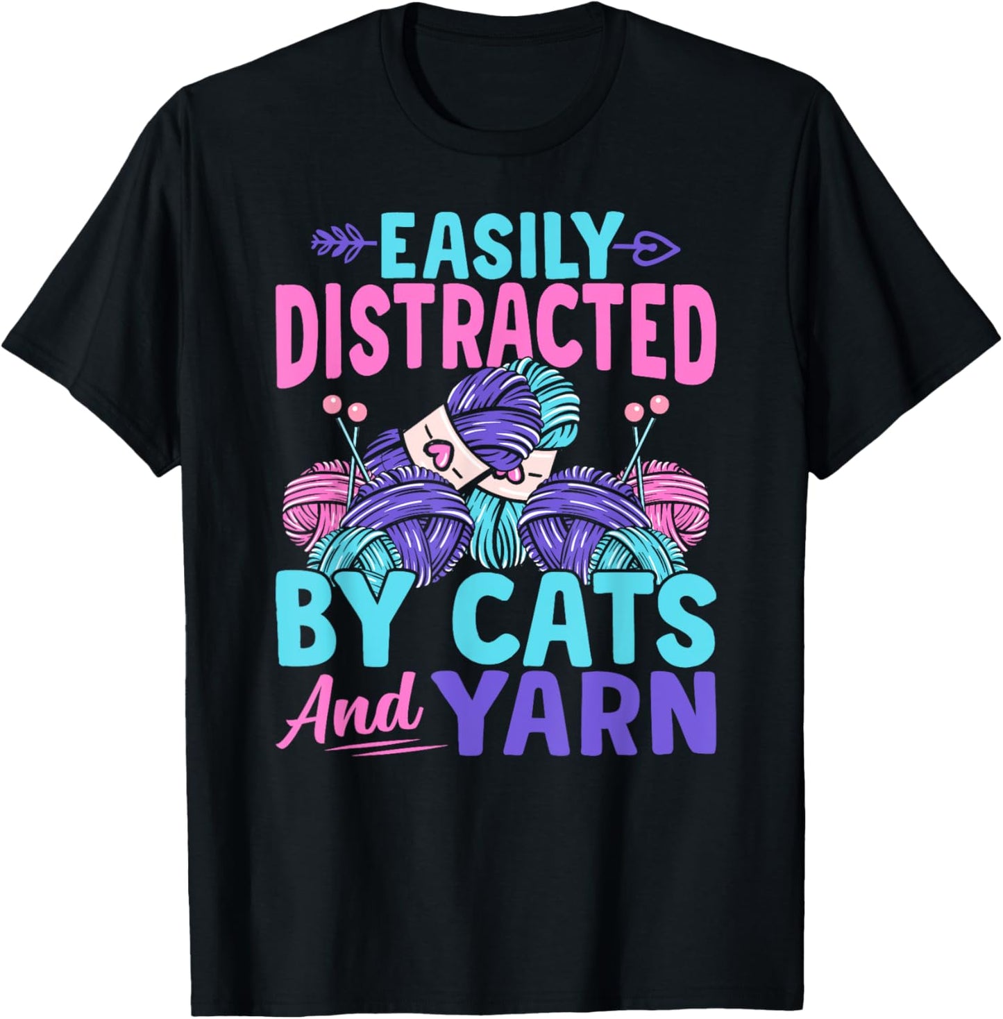 Distracted By Cats Yarn Crocheter Crochet Knitting Crafter