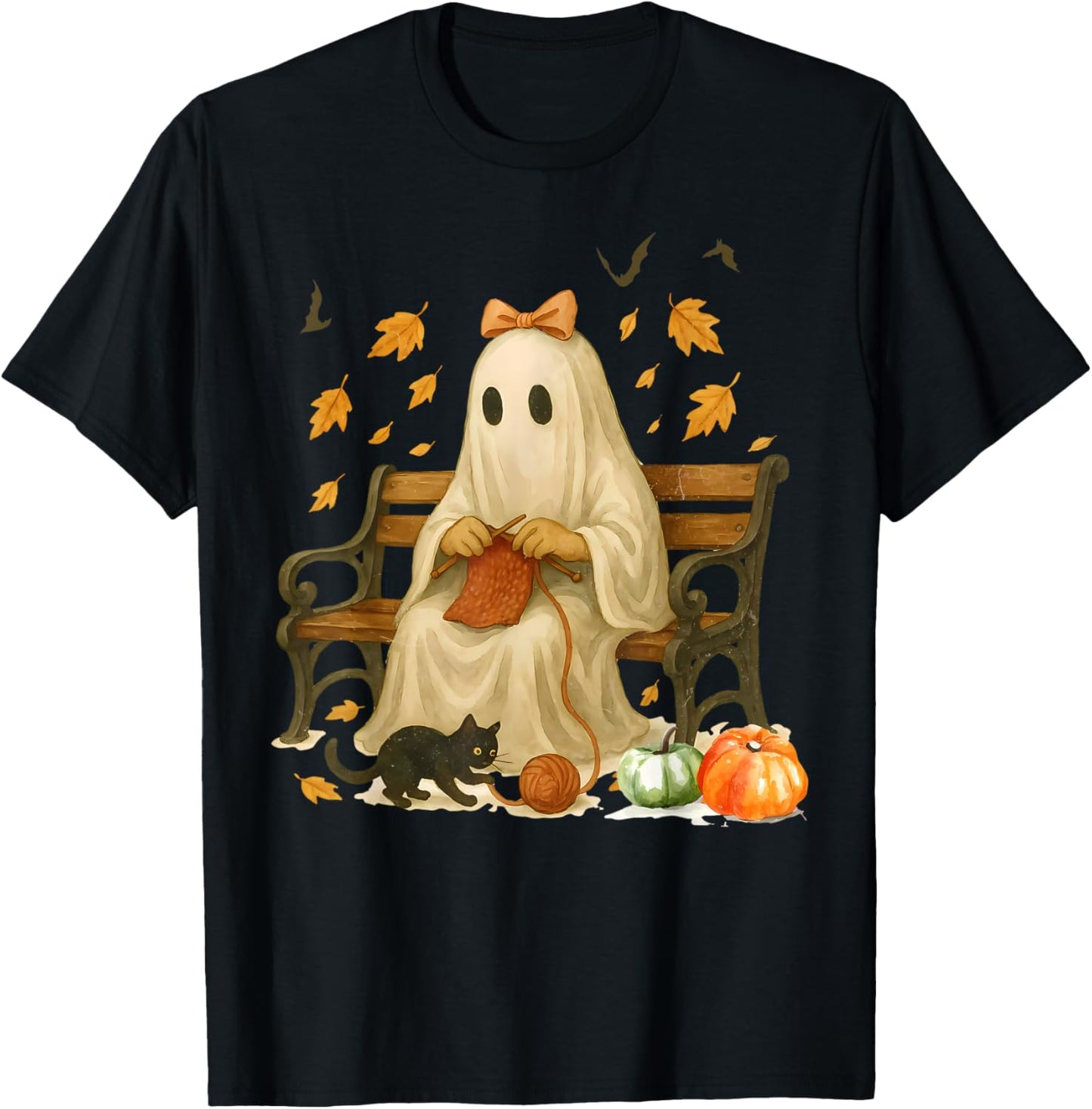 Retro Fall Ghost Bow Knitting Spooky Halloween Yarn Crochet