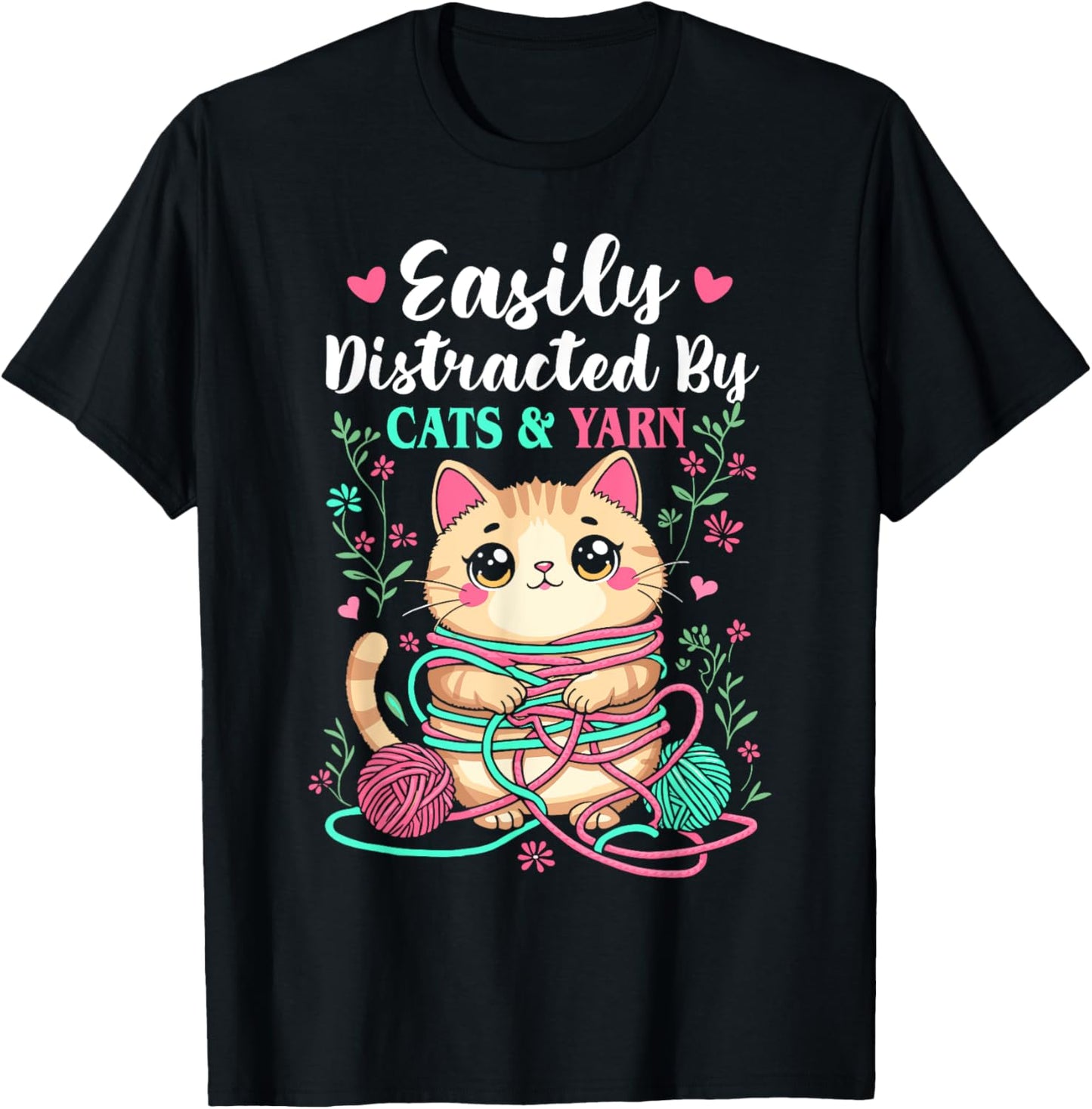 Easily distracted by Cats and yarn cute crochet for women