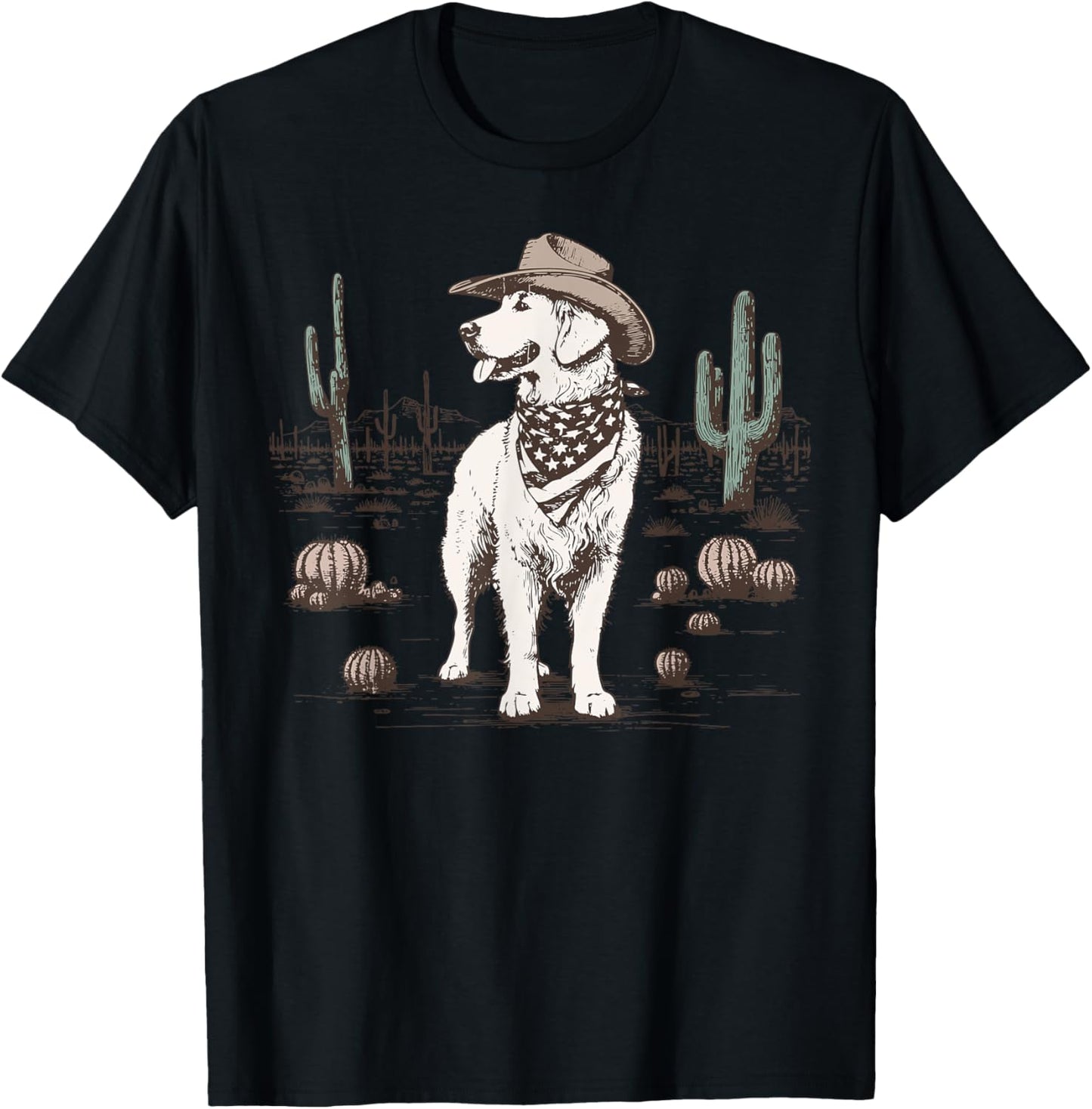 Golden Retriever Cowboy Cowgirl Cactus Rodeo Western Country