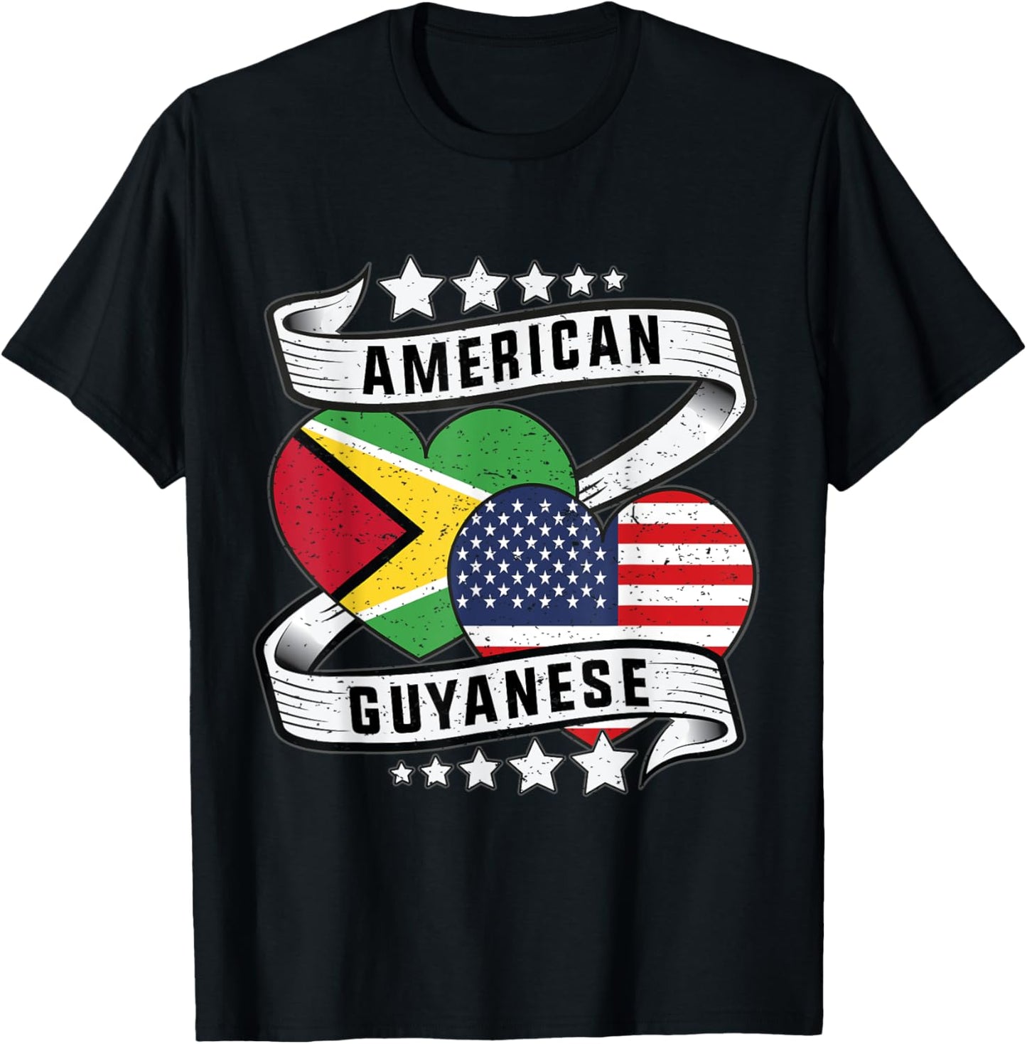Guyanese American Shirt Kids Guyana Usa Flag Heart