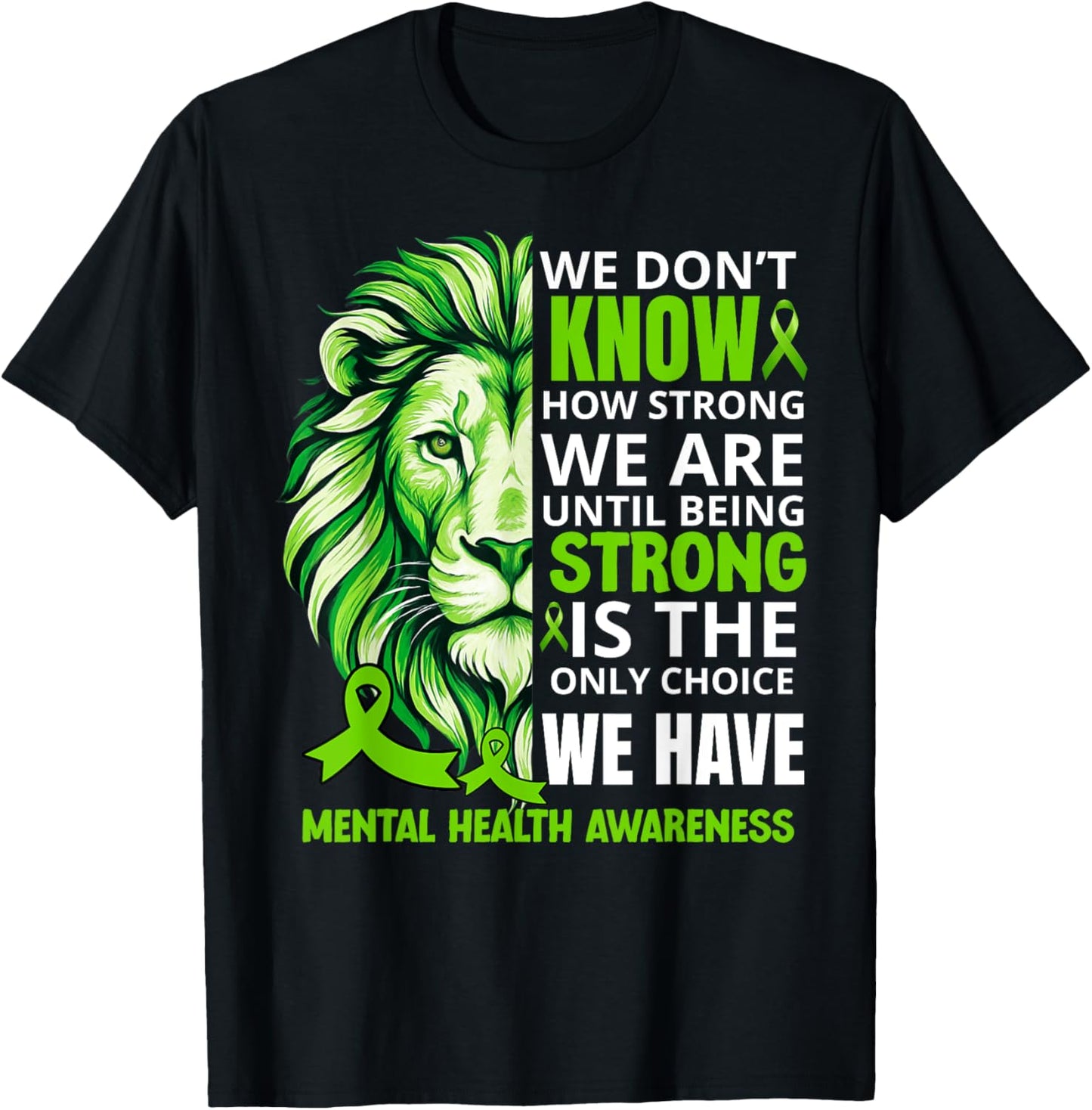 Lion Motivational Green Ribbon Mental Health Awareness