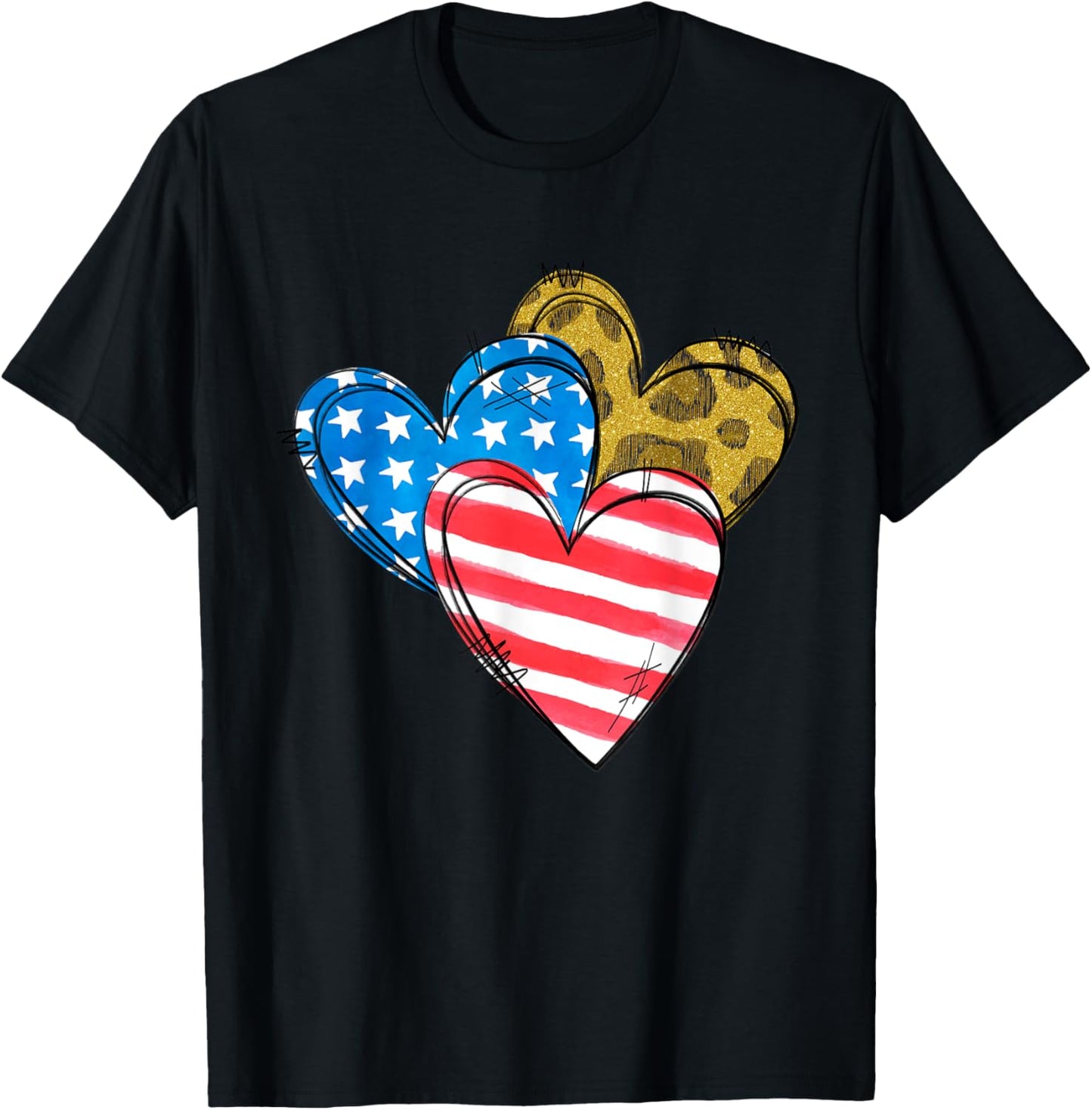 Leopard American Flag Heart Shirt 4Th Of July Cute Patriotic