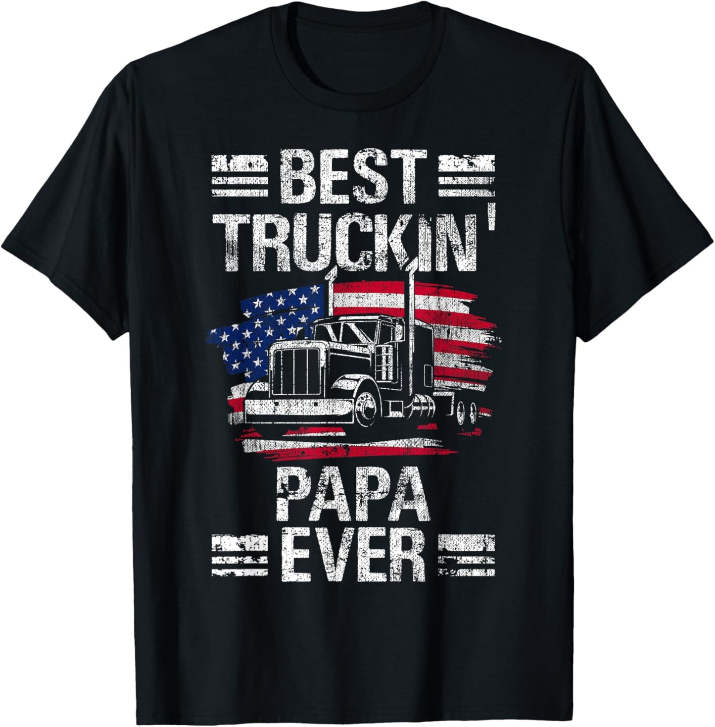 Best Truckin Papa Ever Usa Flag Semi Truck Driver Gift