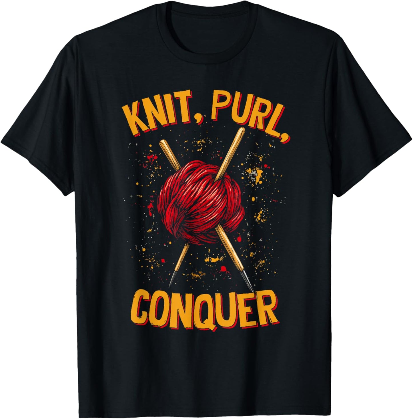 Knit Purl Conquer Knitting Humor Funny Saying Yarn Lovers