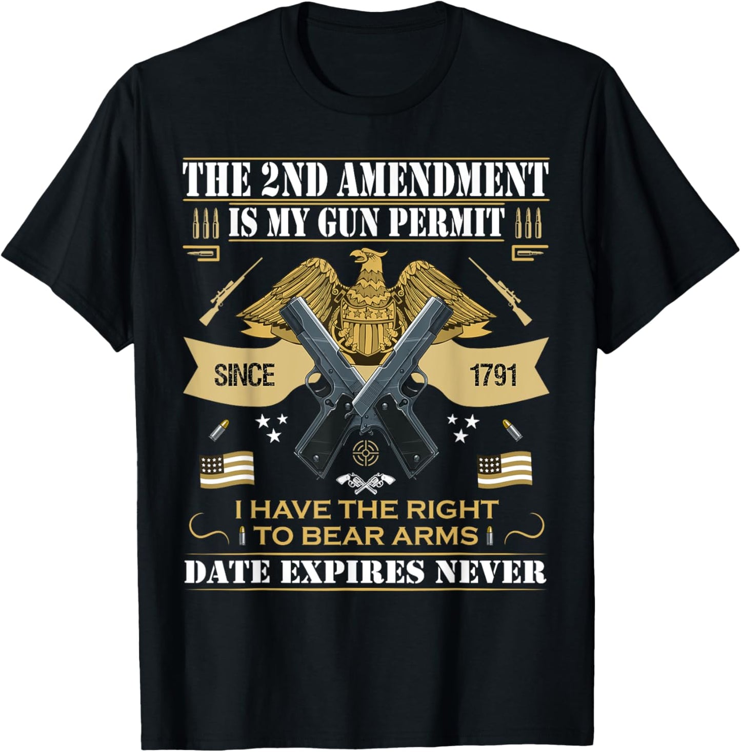 Pro Gun Second Amendment Is My Gun Permit Usa American Flag