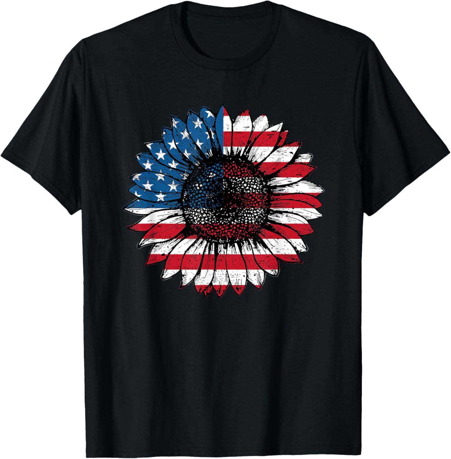 4Th Of July Love Sunflower Patriotic American Freedom Flag