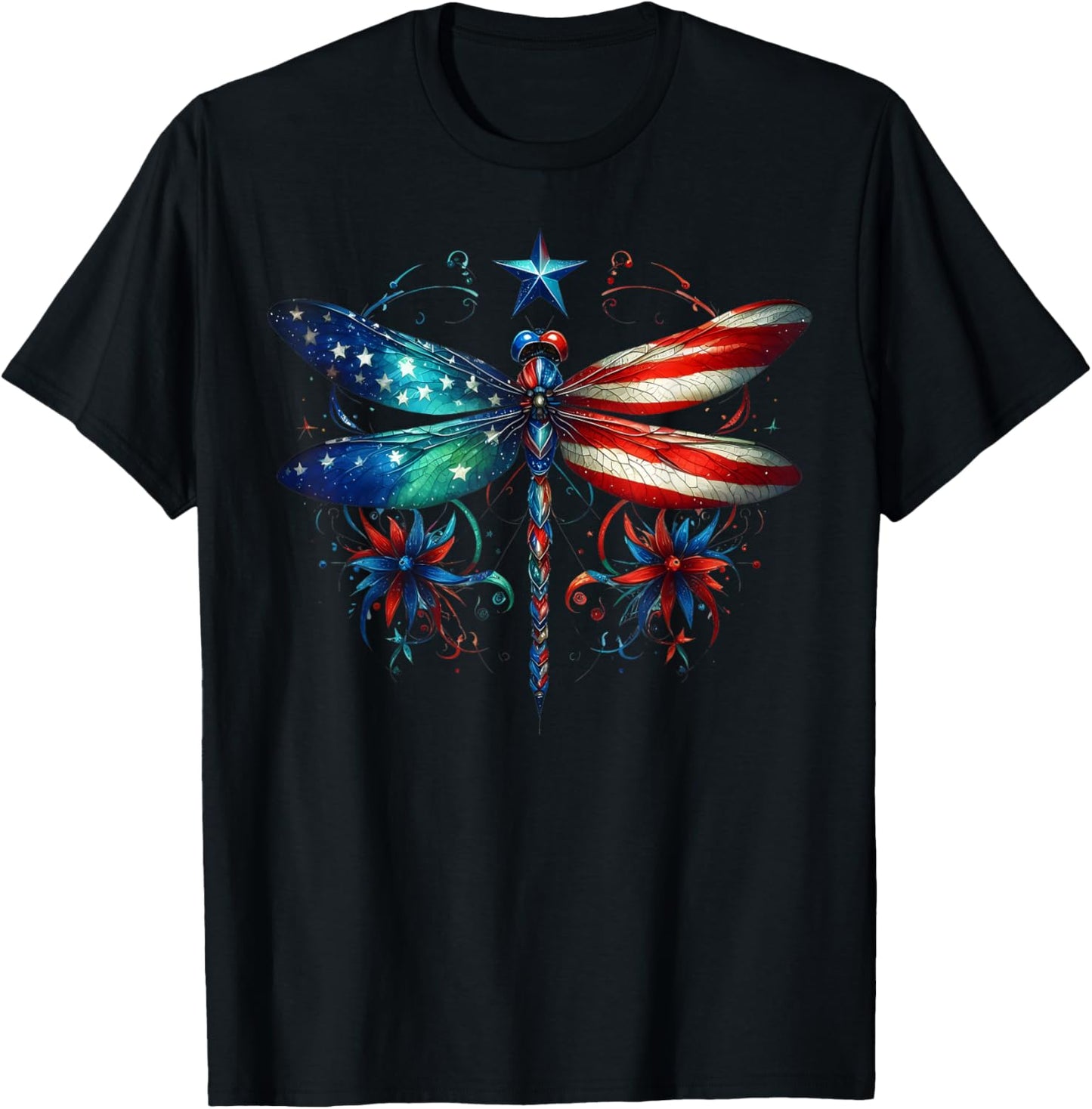 American Flag Dragonfly Patriotic 4Th Of July Red White Blue