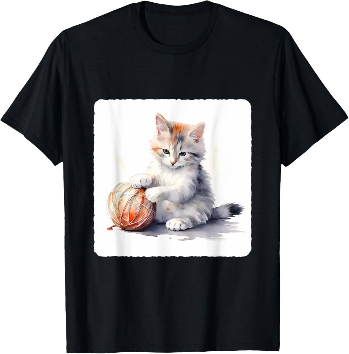 Cat With A Yarn Ball. Cat Playing With Ball Of Yarn, Play