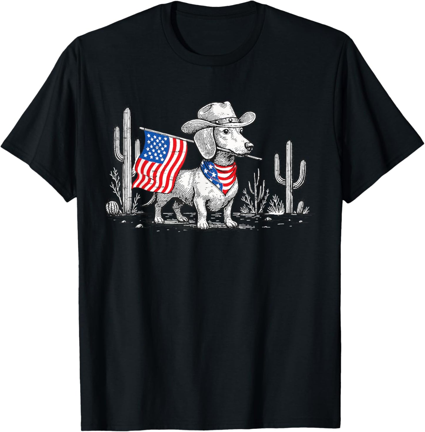 Retro Western Dachshund 4Th Of July American Flag Dog Lover