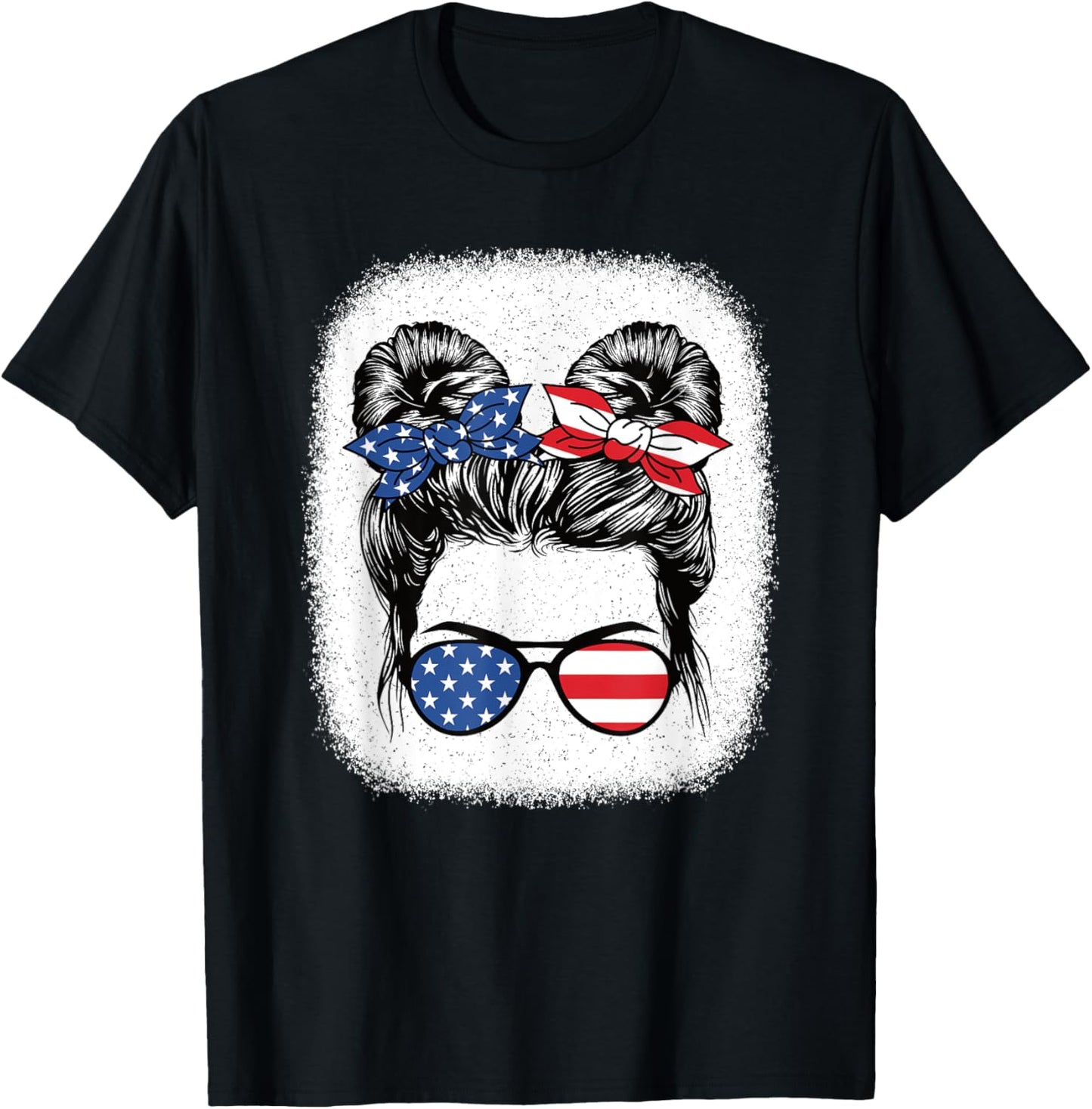 Cute 4Th Of July Messy Bun Girl American Flag Patriotic Usa