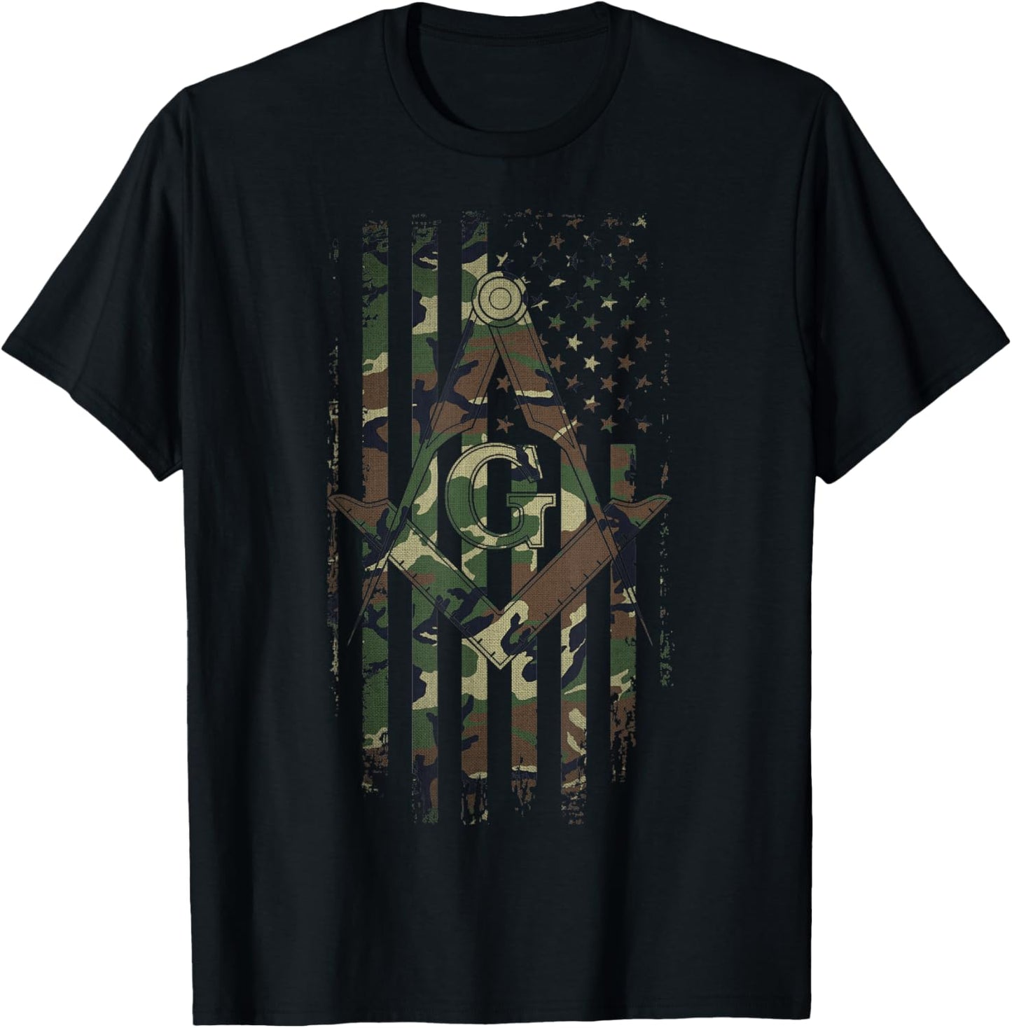 Masonic American Flag Square And Compass Freemason T Shirt