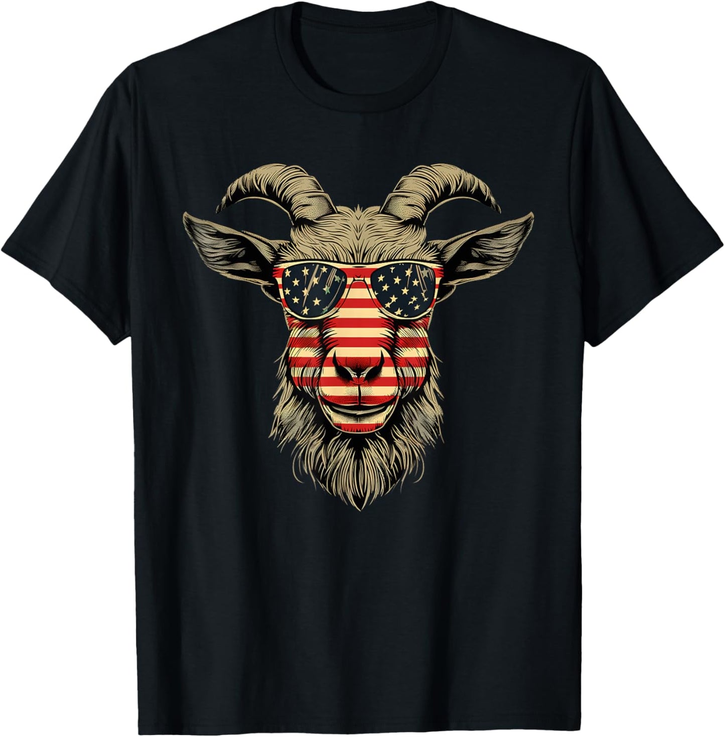 Cool Goat With Sunglasses And Usa Flag