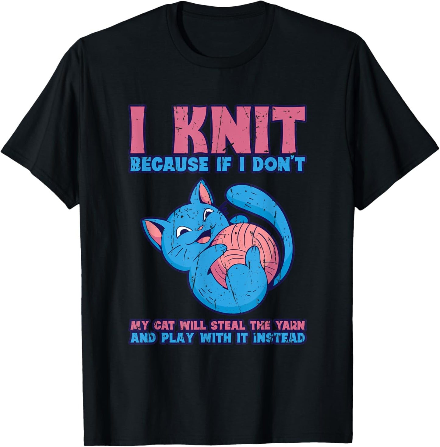 If I don't knit, cat will steal the yarn and play- Knitting