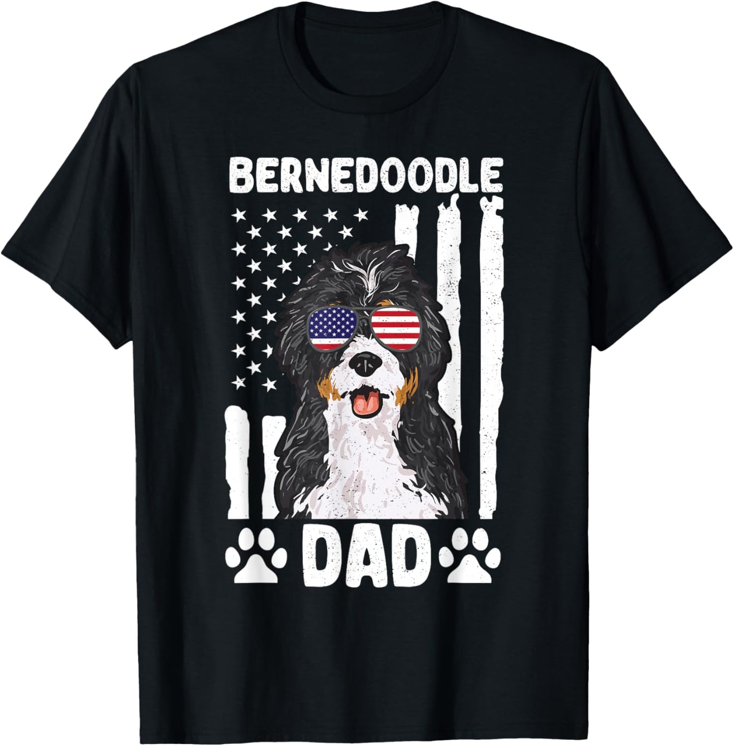 Bernedoodle Dog American Flag Bernedoodle Dad