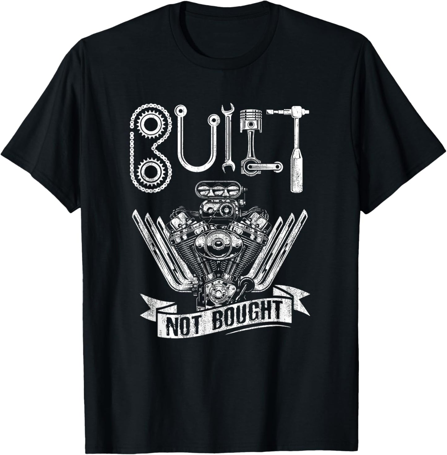 Funny Distressed Built Not Bought Hotrod Race Engine Gift