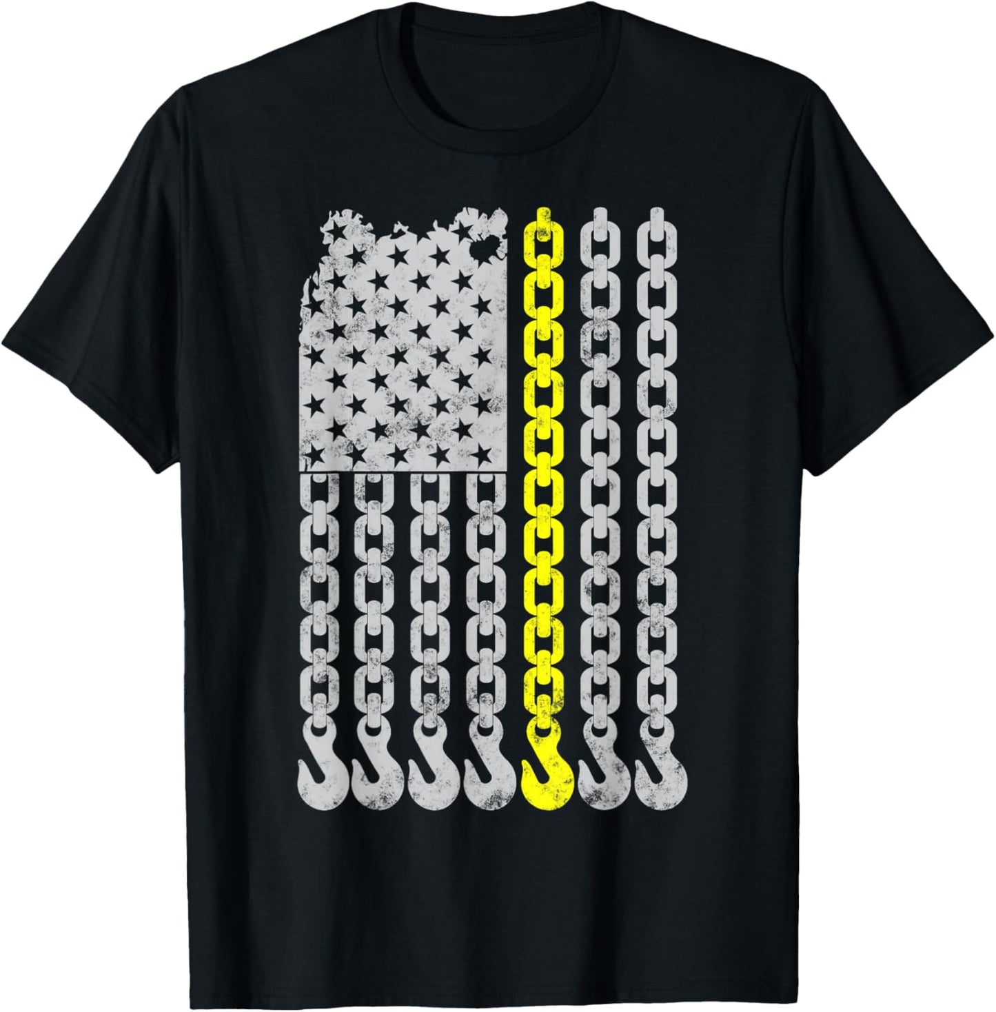 Thin Yellow Line Chain Hook American Flag Tow Truck Driver