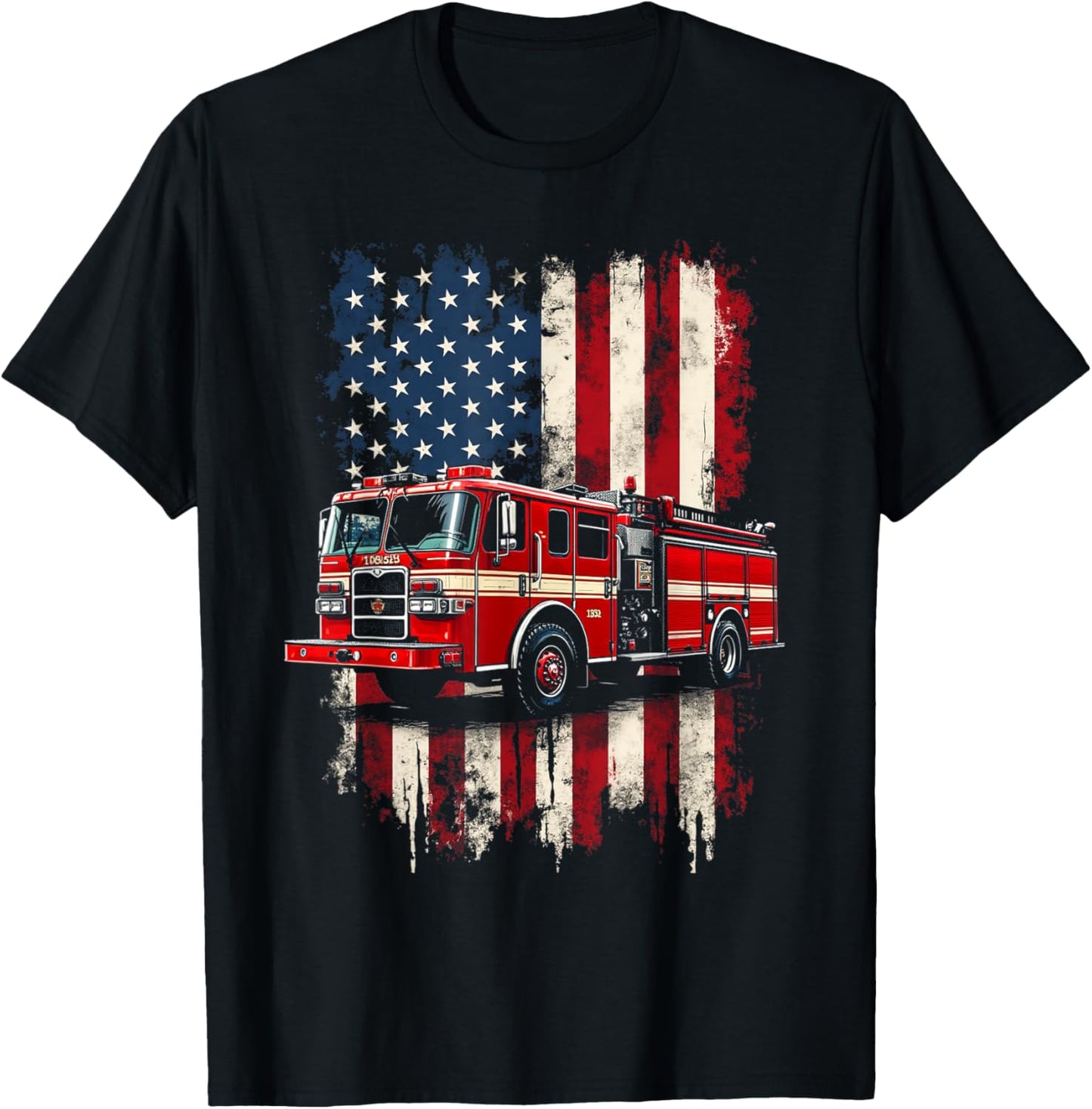 Fire Engine American Flag Rug