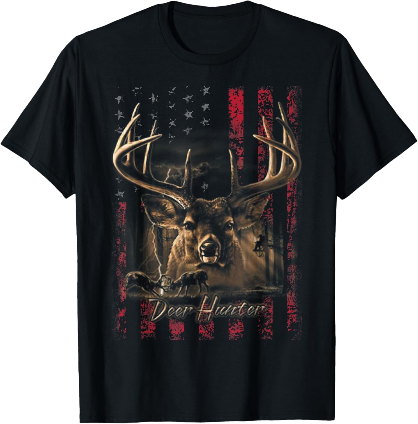 I Love Usa American Flag And Deer Hunter T Shirt