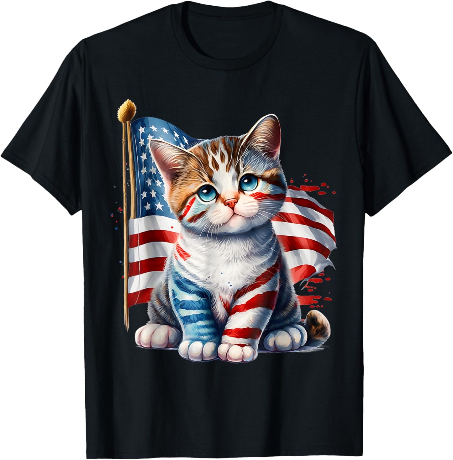 4Th Of July Kitty Cat American Flag America Usa Cats Lover