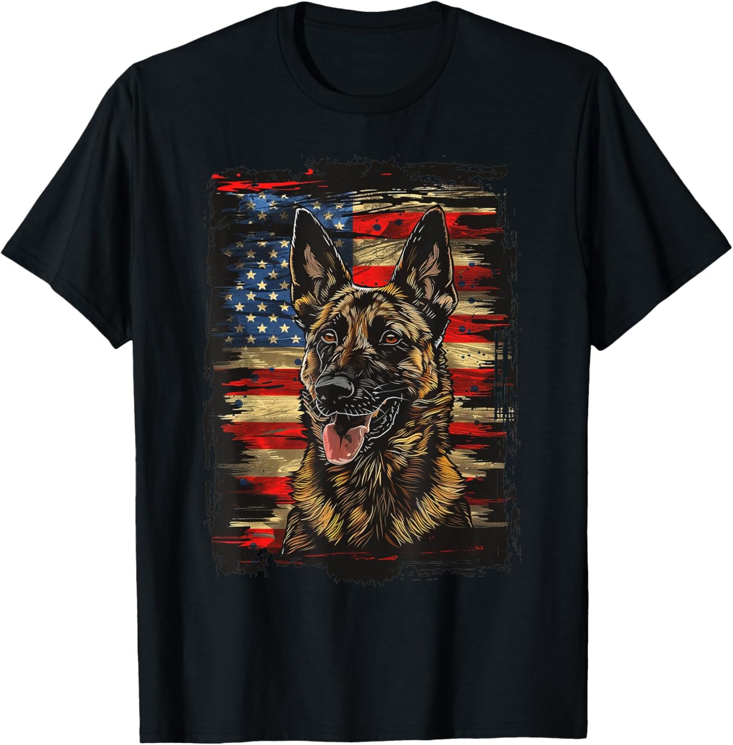 Dutch Shepherd American Flag