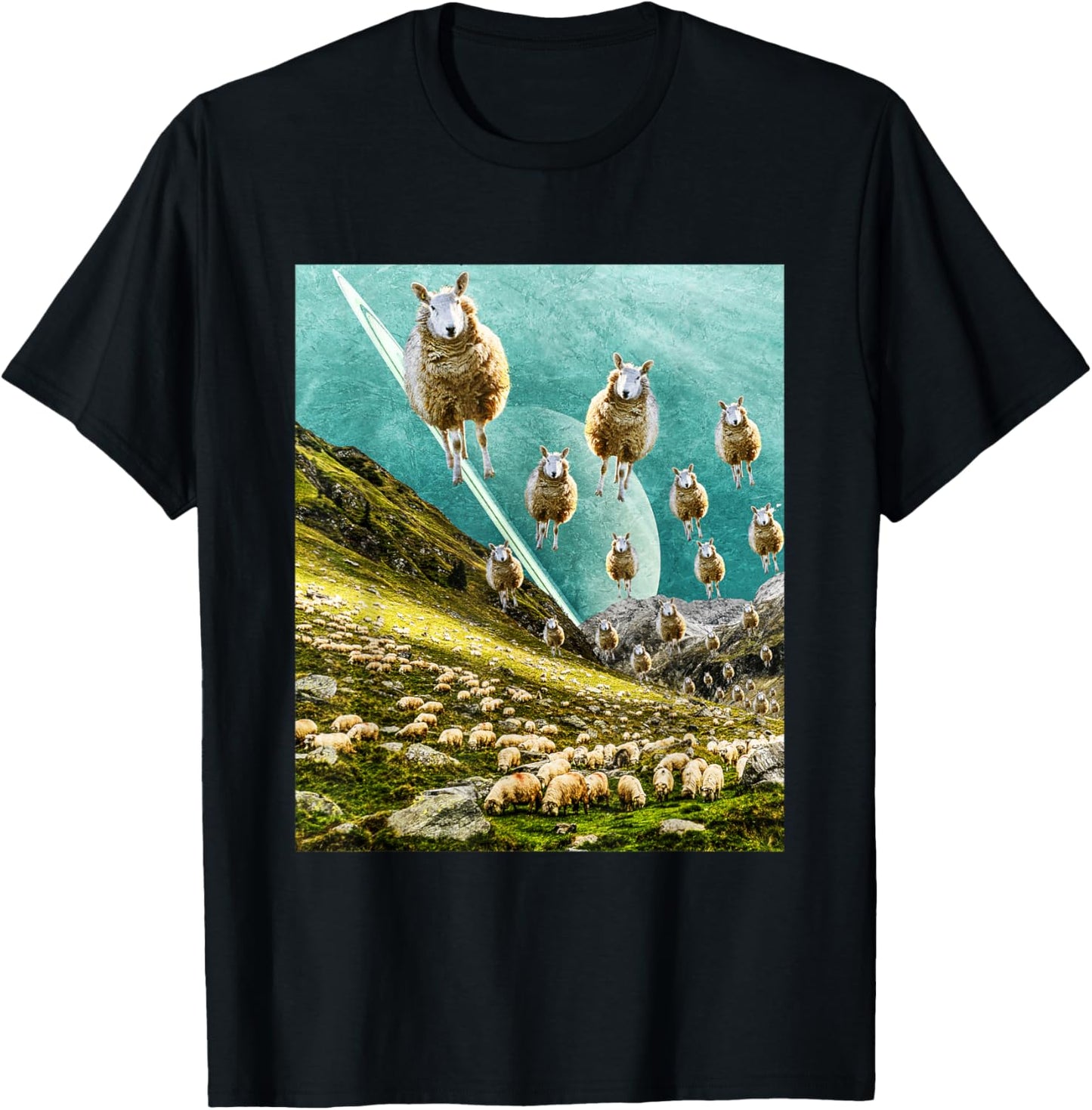 Flying Sheep Funny Surreal Art Collage Art Classic