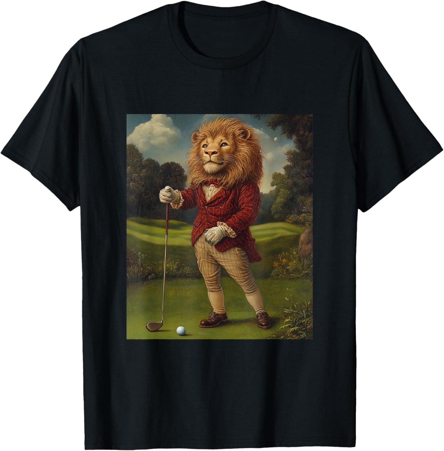 Funny Lion Playing Golf Graphic Weird Lion