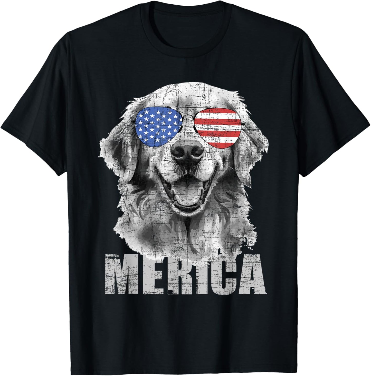 Merica Patriotic American Flag Golden Retriever Dog Lover