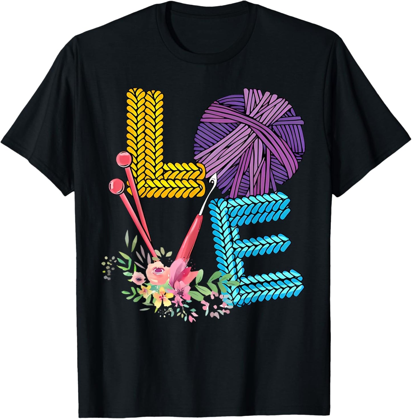 Love Knitting Floral Crochet Knitter Crocheting Yarn Flower