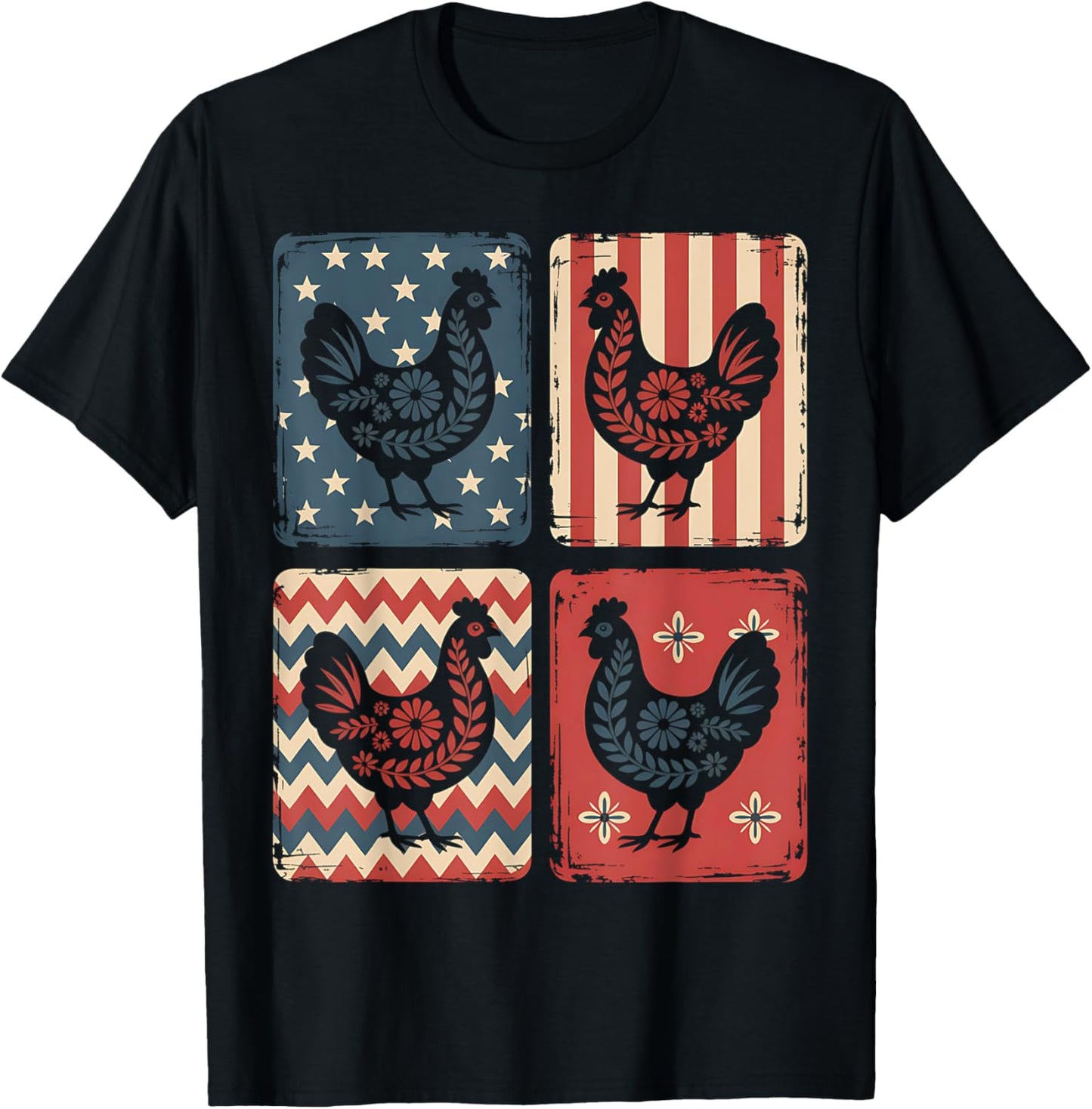 Patriotic Floral Chicken Usa Flag 4Th Of July Chicken Lover