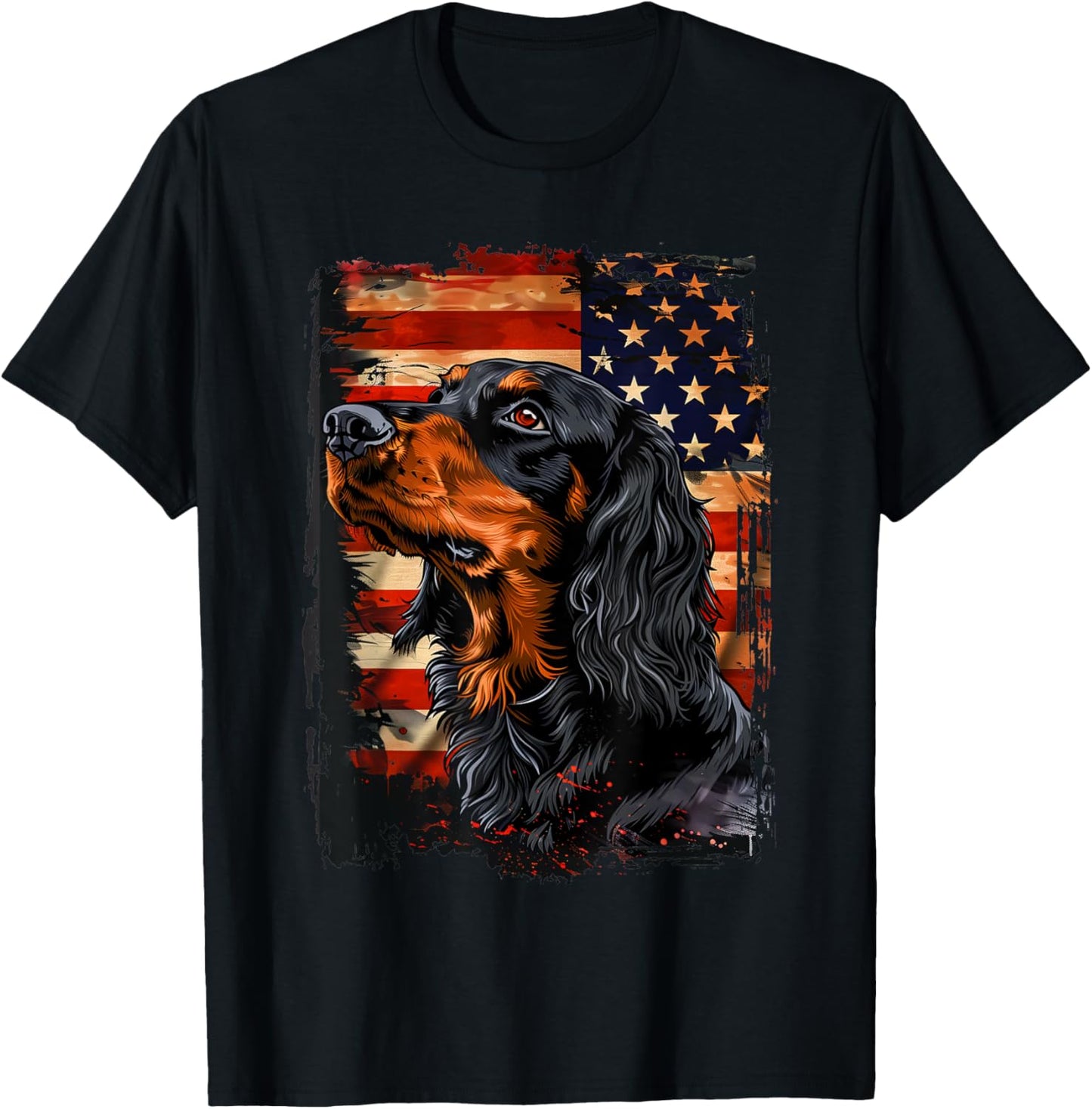 Gordon Setter American Flag