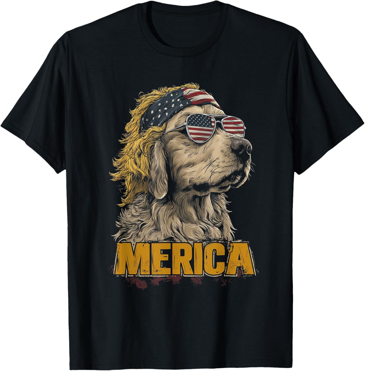 Golden Retriever Dog Usa 4Th Of July American Flag