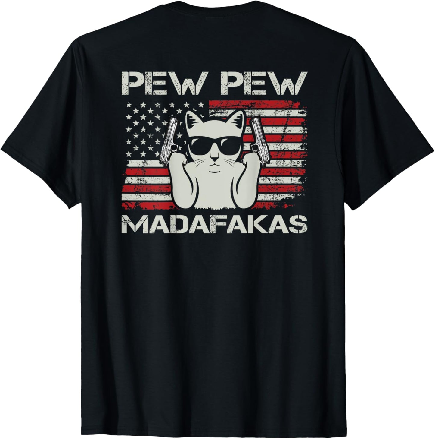 Vintage Cats Pew Pew Madafakas Usa Funny Cat Lover On Back