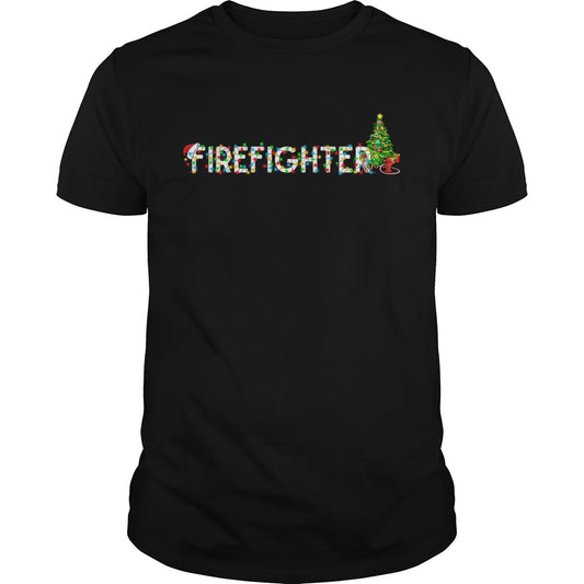 Firefighter Christmas Tree Santa Claus Gift TShirt