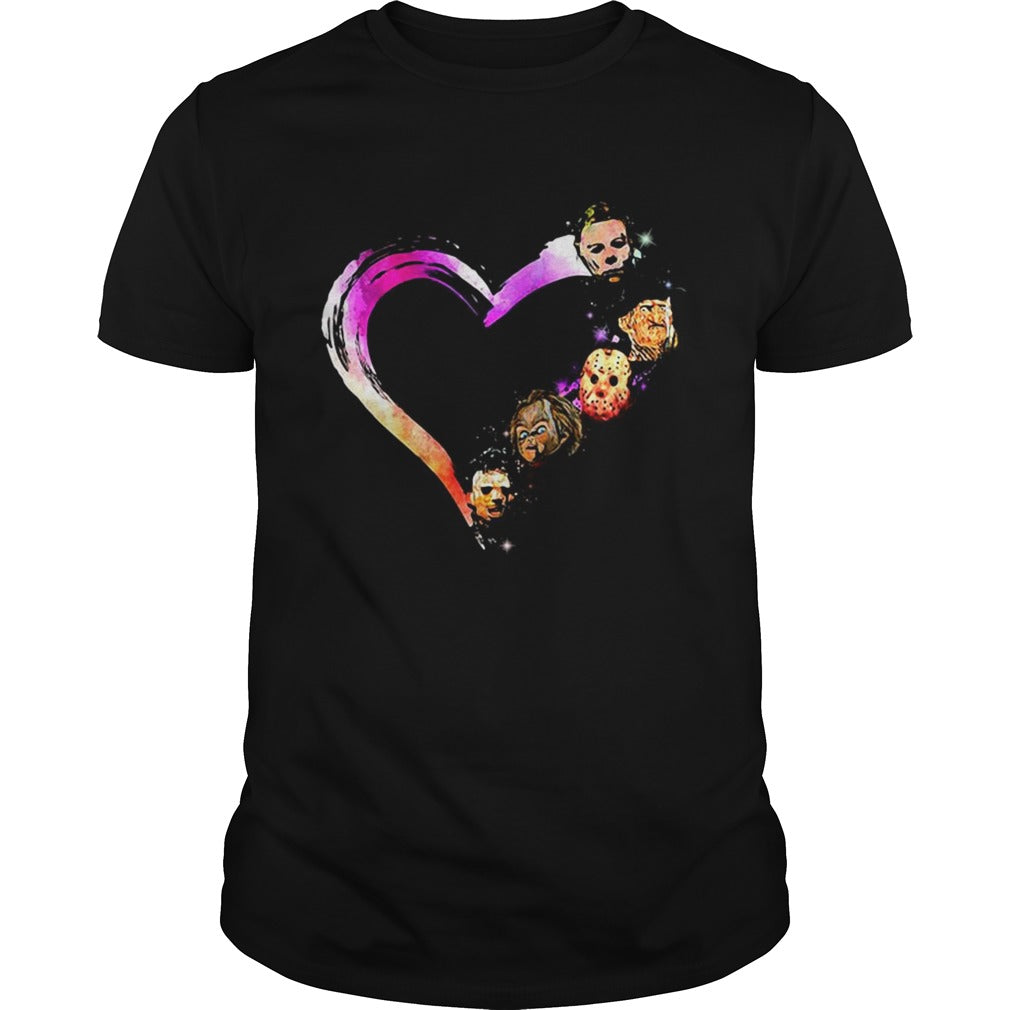Halloween horror characters heart shirt