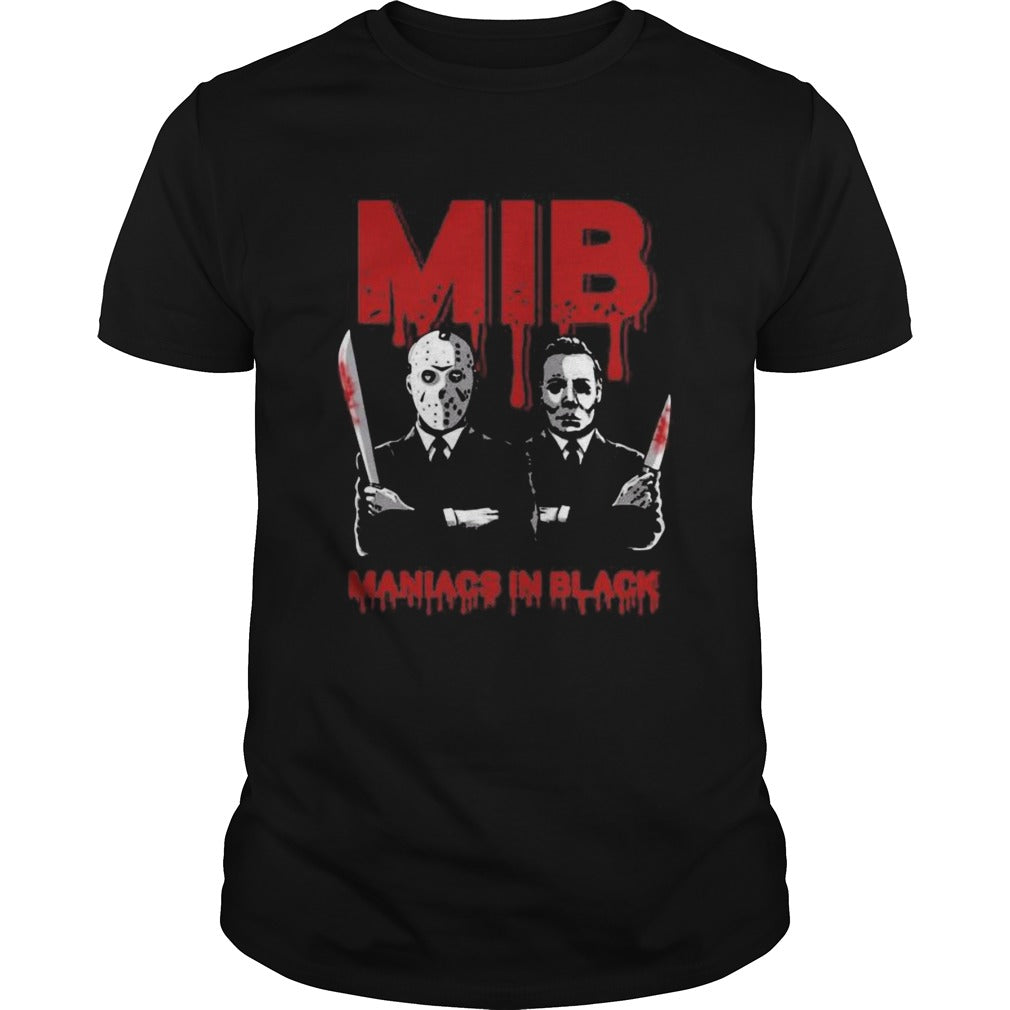 Halloween jason voorhees and freddy krueger mib maniacs in black shirt