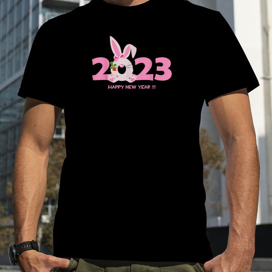 Happy new year 2023 cartoon rabbit zodiac greeting T Shirt B0BNP6B449
