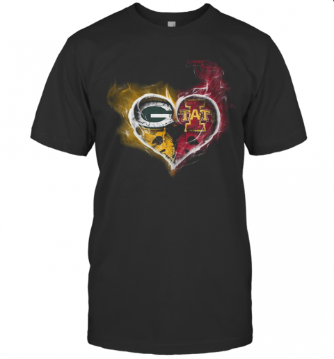 Heart Green Bay Packers And Iowa State Cyclones T Shirt