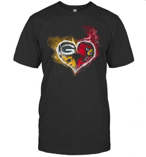 Heart Green Bay Packers And Louisville Cardinals T Shirt