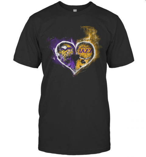 Heart Minnesota Vikings And Los Angeles Lakers T Shirt