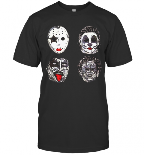 Horror Movie Character Faces Halloween T Shirt