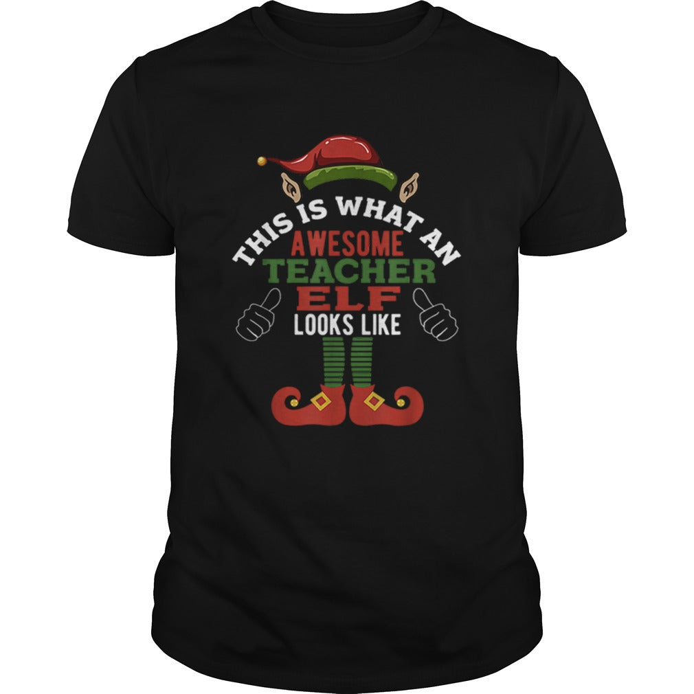 Hot Awesome Teacher Elf Funny Christmas shirt